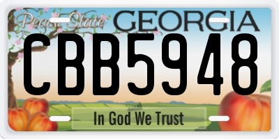 GA license plate CBB5948