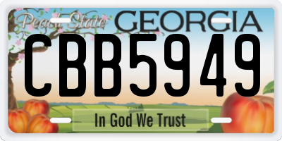 GA license plate CBB5949