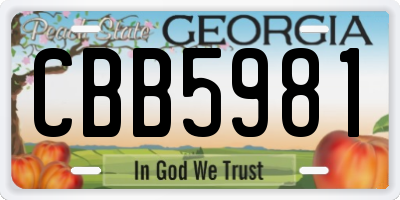 GA license plate CBB5981