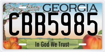 GA license plate CBB5985