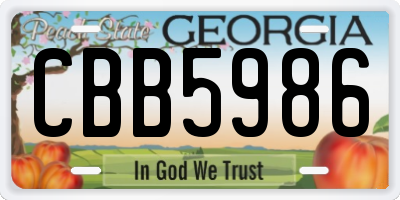 GA license plate CBB5986