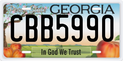 GA license plate CBB5990