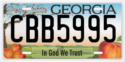 GA license plate CBB5995