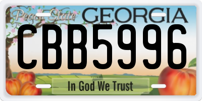 GA license plate CBB5996