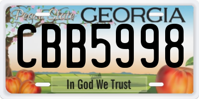 GA license plate CBB5998