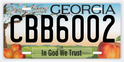 GA license plate CBB6002