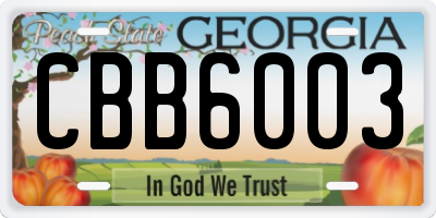 GA license plate CBB6003