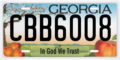 GA license plate CBB6008