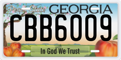 GA license plate CBB6009
