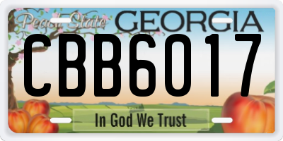 GA license plate CBB6017