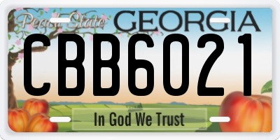 GA license plate CBB6021