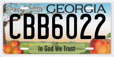 GA license plate CBB6022