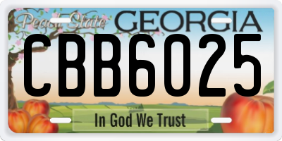 GA license plate CBB6025