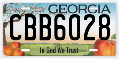 GA license plate CBB6028