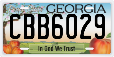 GA license plate CBB6029