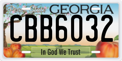 GA license plate CBB6032