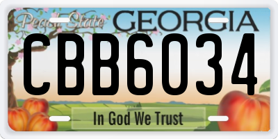 GA license plate CBB6034