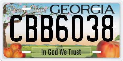 GA license plate CBB6038