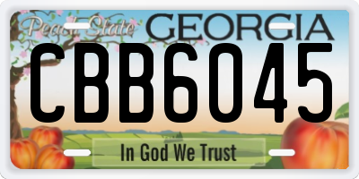 GA license plate CBB6045