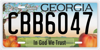 GA license plate CBB6047