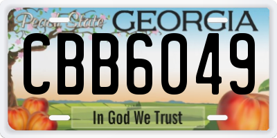 GA license plate CBB6049