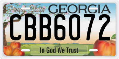 GA license plate CBB6072