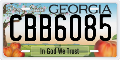 GA license plate CBB6085