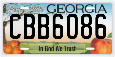 GA license plate CBB6086