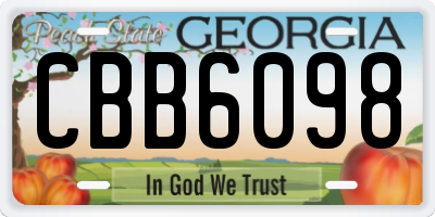 GA license plate CBB6098