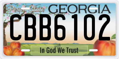 GA license plate CBB6102