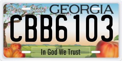 GA license plate CBB6103