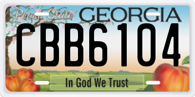 GA license plate CBB6104