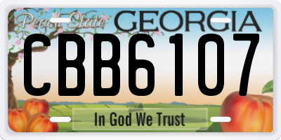 GA license plate CBB6107