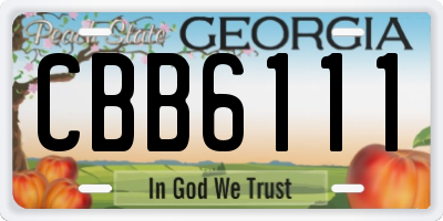 GA license plate CBB6111