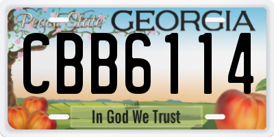 GA license plate CBB6114