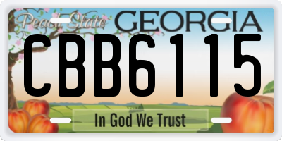 GA license plate CBB6115