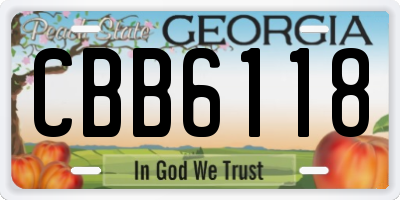 GA license plate CBB6118