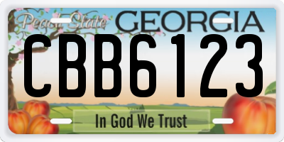 GA license plate CBB6123