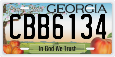 GA license plate CBB6134