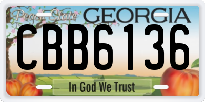 GA license plate CBB6136