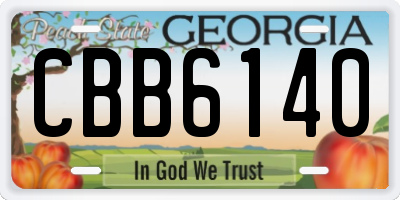 GA license plate CBB6140