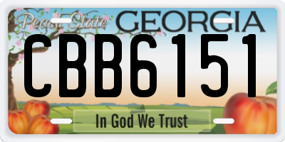 GA license plate CBB6151