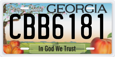 GA license plate CBB6181