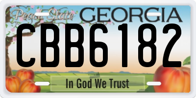 GA license plate CBB6182