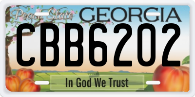 GA license plate CBB6202