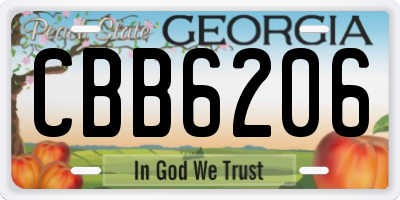 GA license plate CBB6206