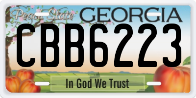 GA license plate CBB6223