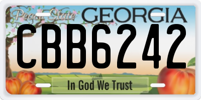 GA license plate CBB6242