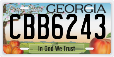 GA license plate CBB6243