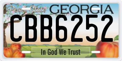GA license plate CBB6252